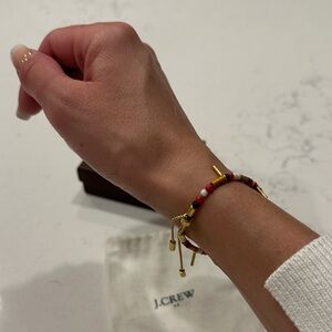 J.Crew Red and Gold Beaded Bracelet